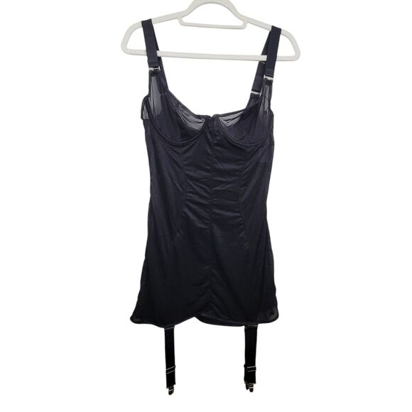 House Of Desire Black See Through Mesh Bustier Dress W/Garters Sz Medium W/Flaws - Picture 1 of 11